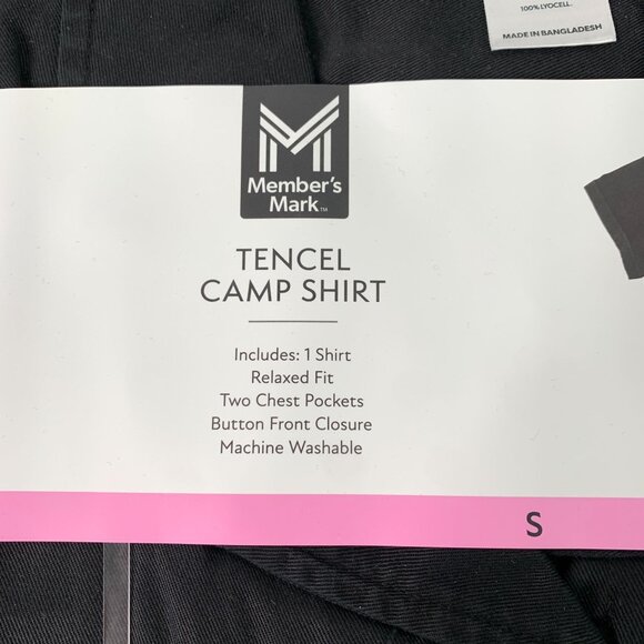Members Mark Women's S Short Sleeve Tencel Lyocell Camp Shirt Black Size Small - Picture 5 of 8